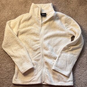 Tramas Cream Fleece Zip-Up Jacket